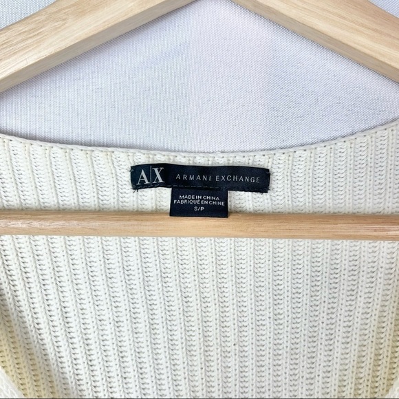 Armani Exchange White Ribbed Knit Flowy Peplum Long Sleeve Top S - Picture 3 of 4